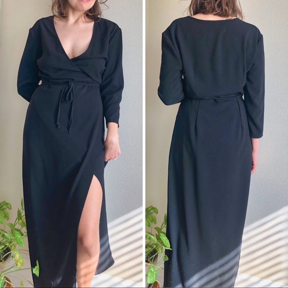 American Apparel Black Maxi Wrap Dress